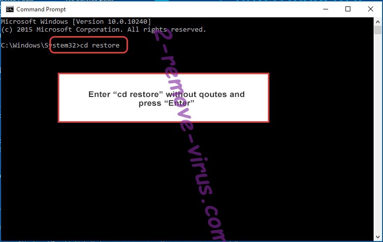 Uninstall Yogynicof ransomware - command prompt restore