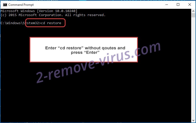 Uninstall Chinz ransomware - command prompt restore