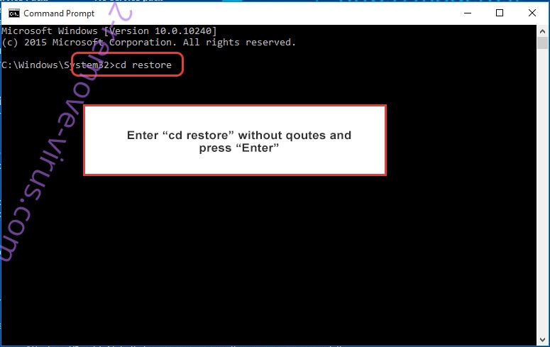 Uninstall .Peekaboo file virus - command prompt restore