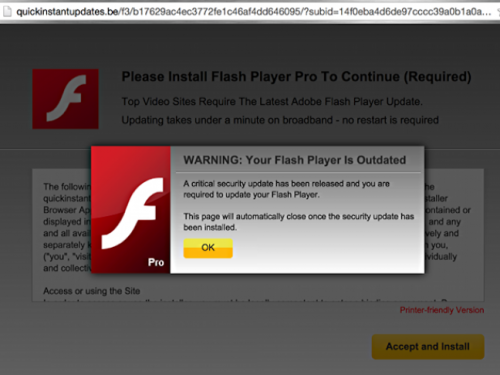 Odstrániť Flash Player Update! Scam