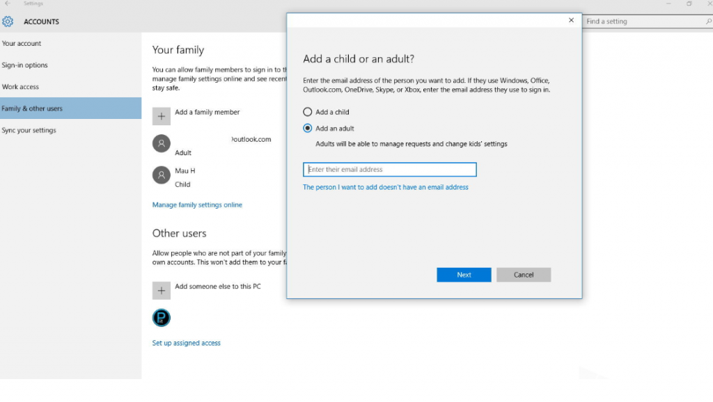 Windows 10  Create a different account