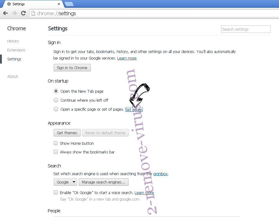 Search40.co virus Chrome settings