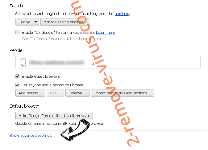 Leading Adware Chrome settings more