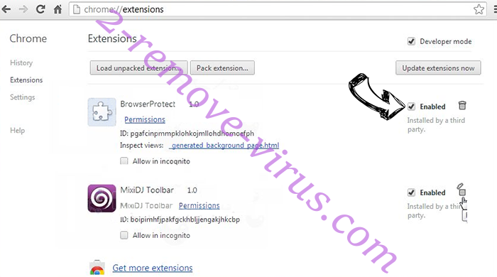 gloyah.net virus Chrome extensions disable