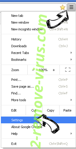 Slicksearch.com Virus Chrome menu