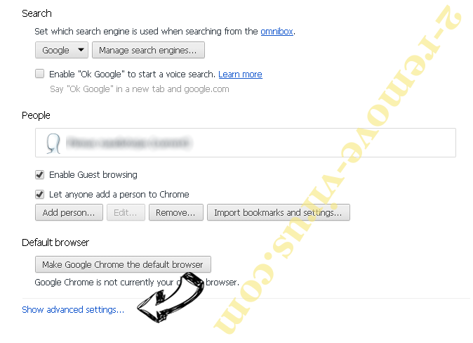 Saerch.net Redirect Virus Chrome settings more