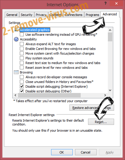 Saerch.net Redirect Virus IE reset browser