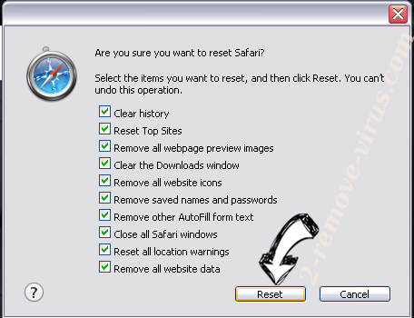 Saerch.net Redirect Virus Safari reset