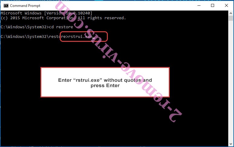 Delete Jwjs ransomware - command prompt restore execute