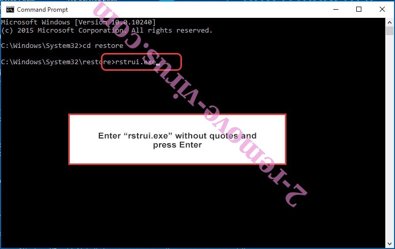 Delete Alilibat Ransomware - command prompt restore execute