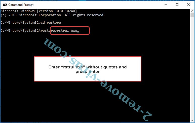Delete Seon Ransomware - command prompt restore execute