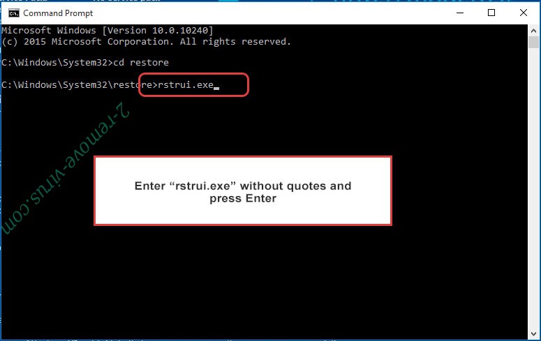 Delete Dodoc Ransomware - command prompt restore execute