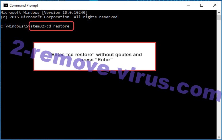 Uninstall Jwjs ransomware - command prompt restore