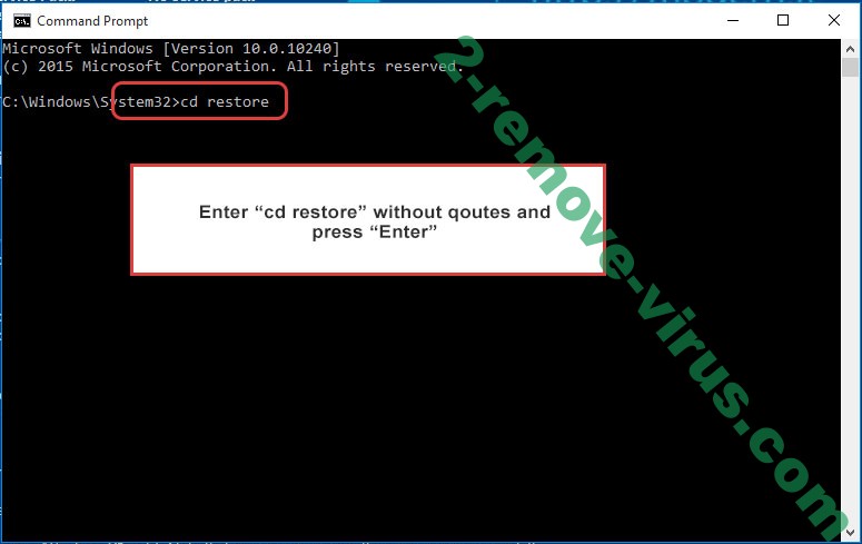Uninstall Seon Ransomware - command prompt restore