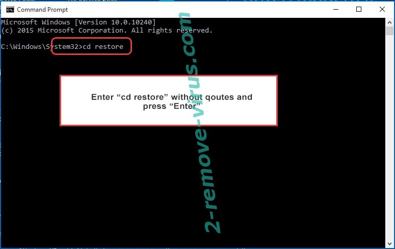 Uninstall Scarab-Danger Ransomware - command prompt restore