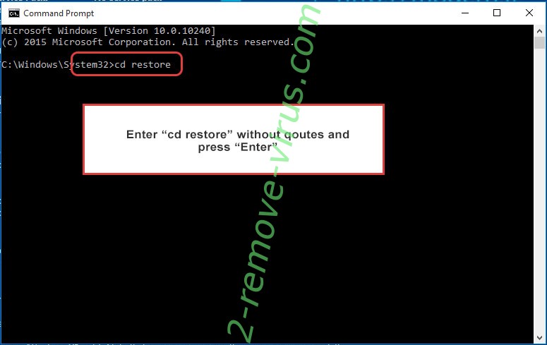 Uninstall Josephnull ransomware - command prompt restore