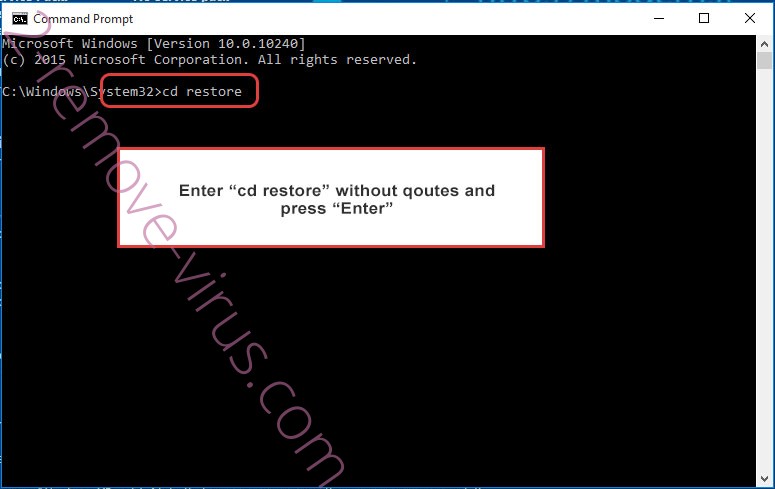 Uninstall zbw virus file - command prompt restore