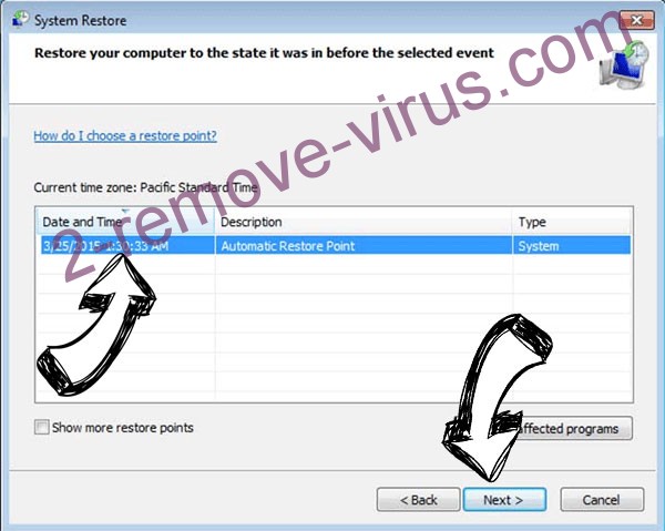 Cobra Locker ransomware - restore point