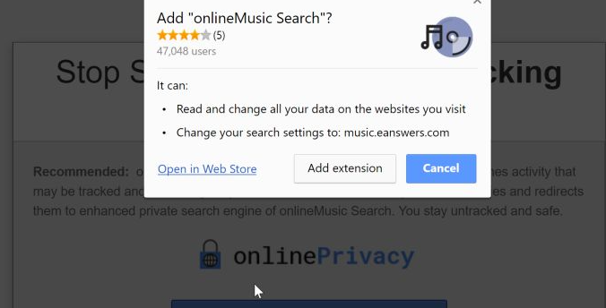 OnlineMusic Search redirect