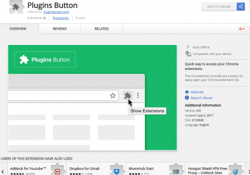 Odstrániť Plugins Button Extension