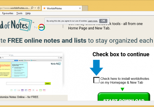 Odstrániť WorldofNotes Toolbar