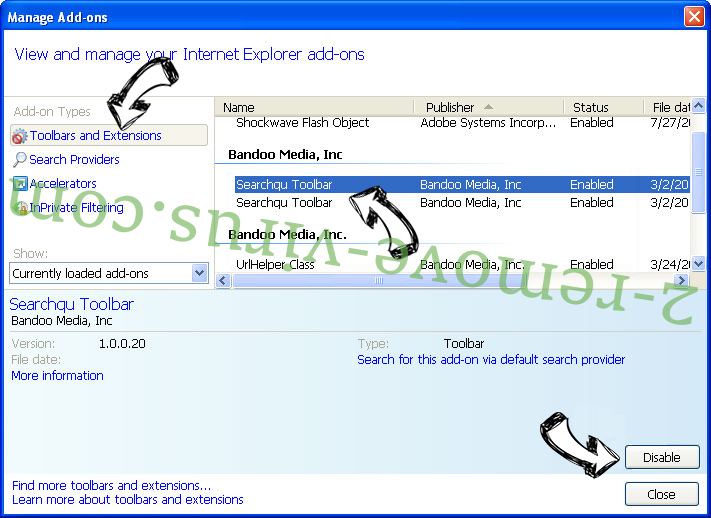 Dridex virus IE toolbars and extensions