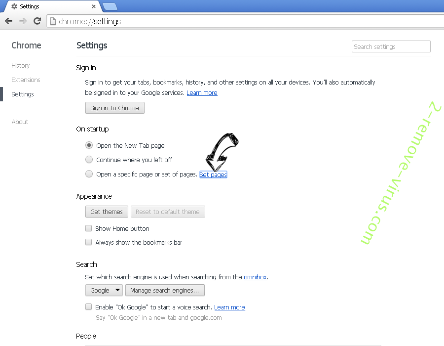Searchererr.website  Chrome settings