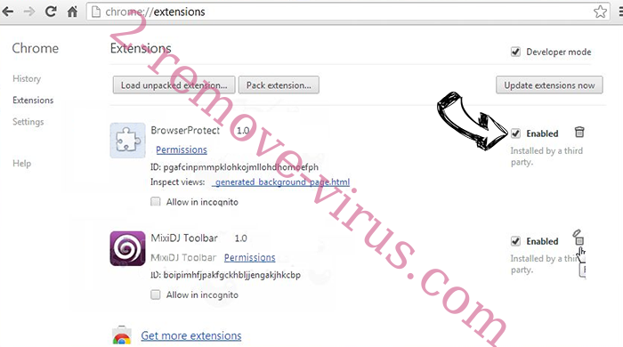 Dredrewlaha.info Chrome extensions disable