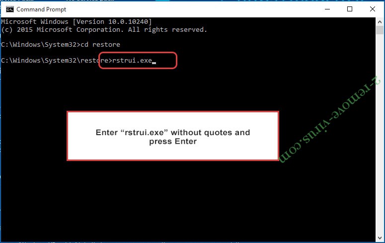 Delete Striked ransomware - command prompt restore execute