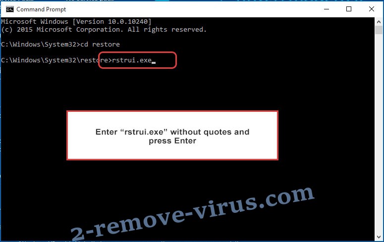Delete Taqw Ransomware - command prompt restore execute