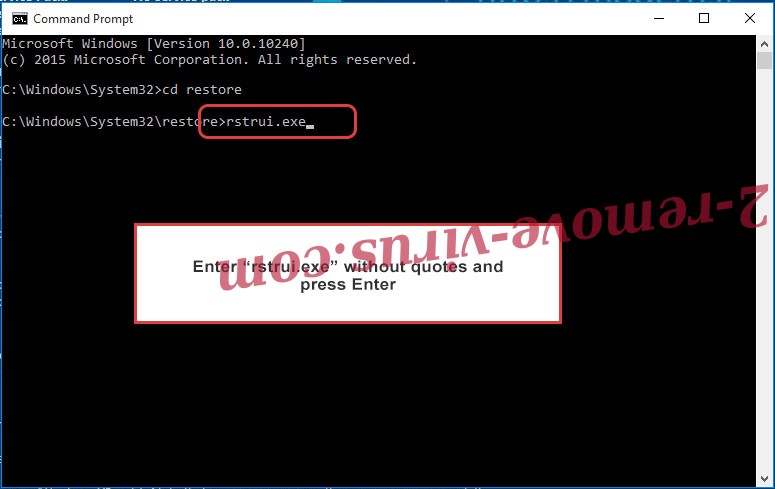 Delete Nemty Ransomware - command prompt restore execute