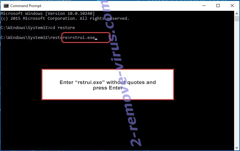 Delete Fopra Ransomware - command prompt restore execute