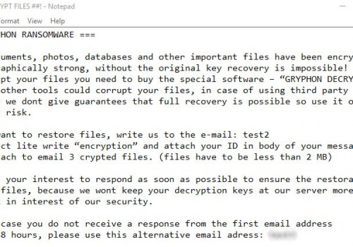 Gryphon Ransomware retiro