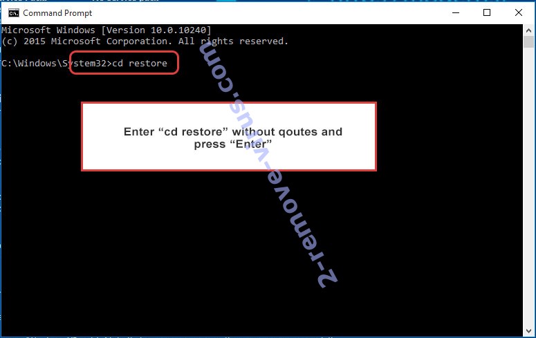 Uninstall Supprimer Striked ransomware - command prompt restore