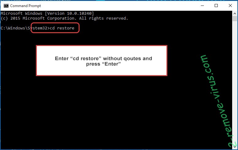 Uninstall Enlever Brusaf ransomware - command prompt restore