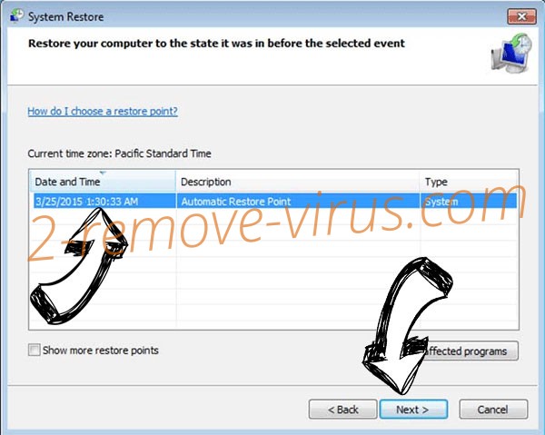 .Vesrato file virus - restore point