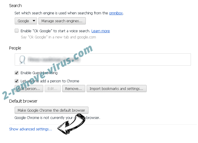 NewVideoSearch Chrome settings more