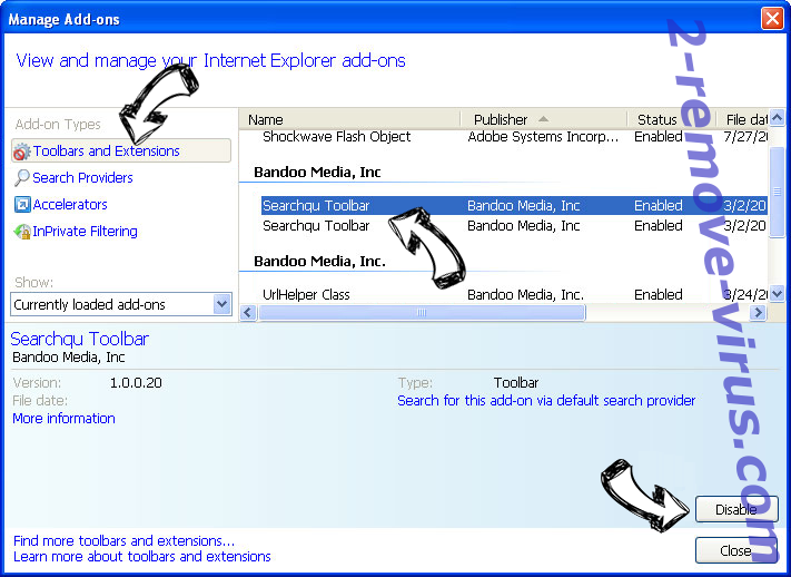 Searchtab.net IE toolbars and extensions