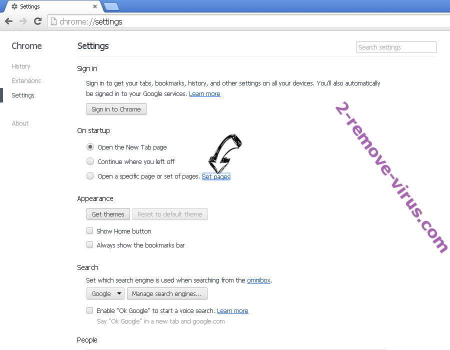 Mystartsearch.com Chrome settings