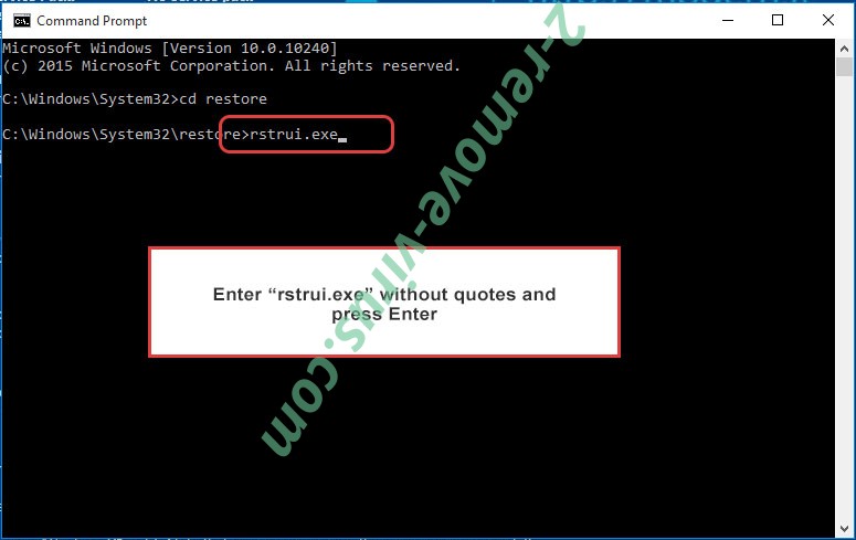 Delete Mmvb ransomware - command prompt restore execute