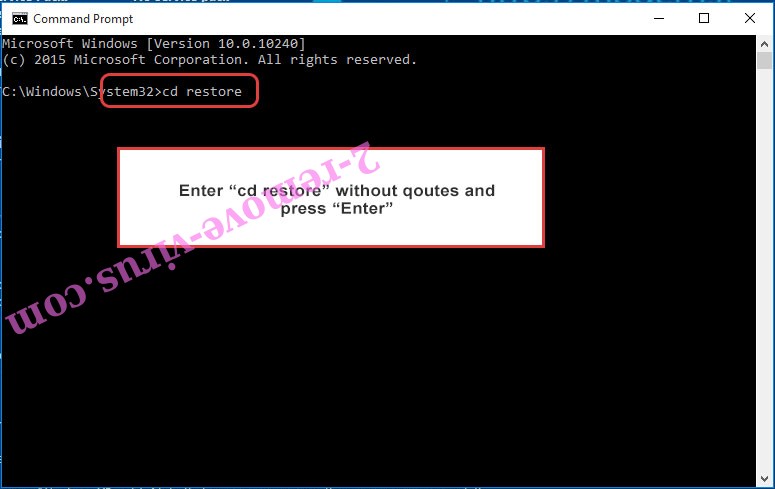 Uninstall Bl9c98vcvv ransomware - command prompt restore