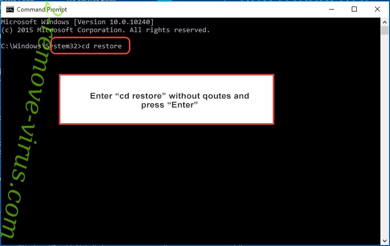 Uninstall Qinynore Ransomware - command prompt restore