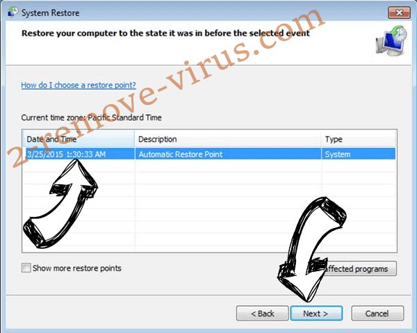 .shade8 extension virus - restore point