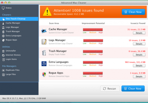 Remove Advanced Mac Cleaner virus