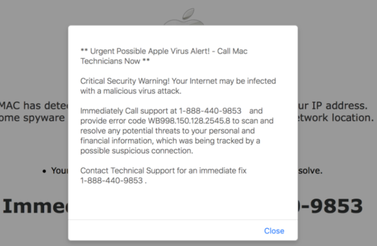 Apple Warning Alert Scam