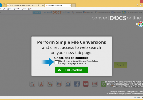 Rimuovere ConvertDocsOnline Toolbar