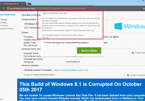 Unable to Locate Windows License Key Virus Removal