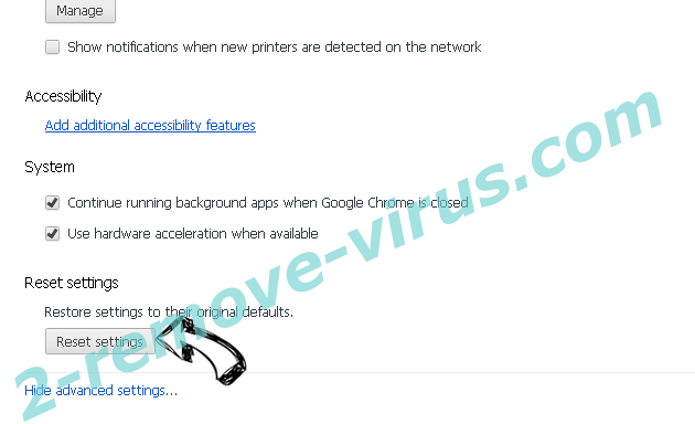 Search Omiga browser hijacker Chrome advanced menu