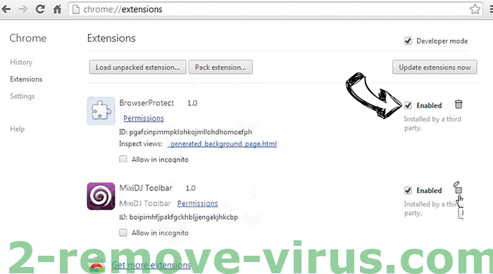 Search.unisearchweb.com Virus Chrome extensions disable