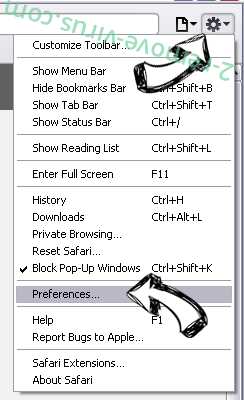 Search Omiga browser hijacker Safari menu